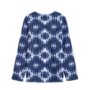 Blue Shibori Print Long Sleeve Short Coat