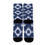 Blue Shibori Print Long Socks