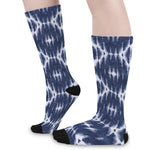 Blue Shibori Print Long Socks