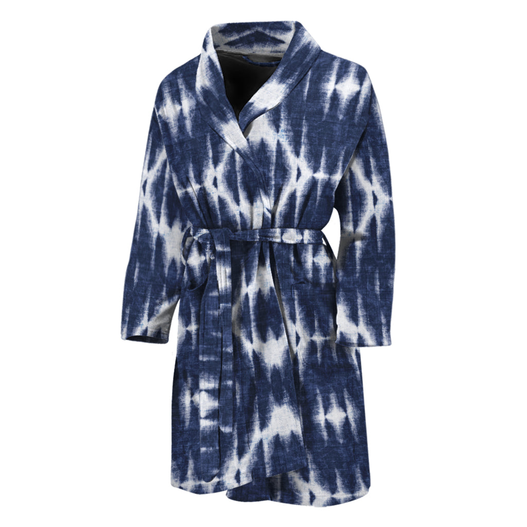 Blue Shibori Print Men's Bathrobe