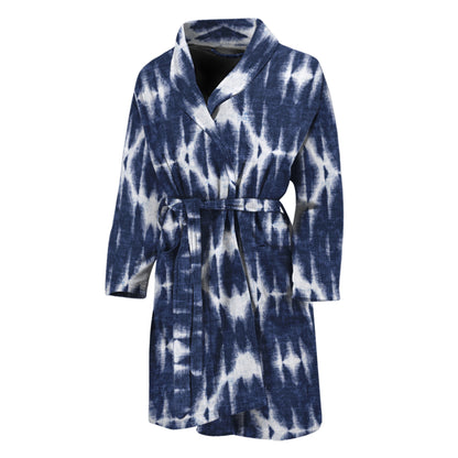 Blue Shibori Print Men's Bathrobe