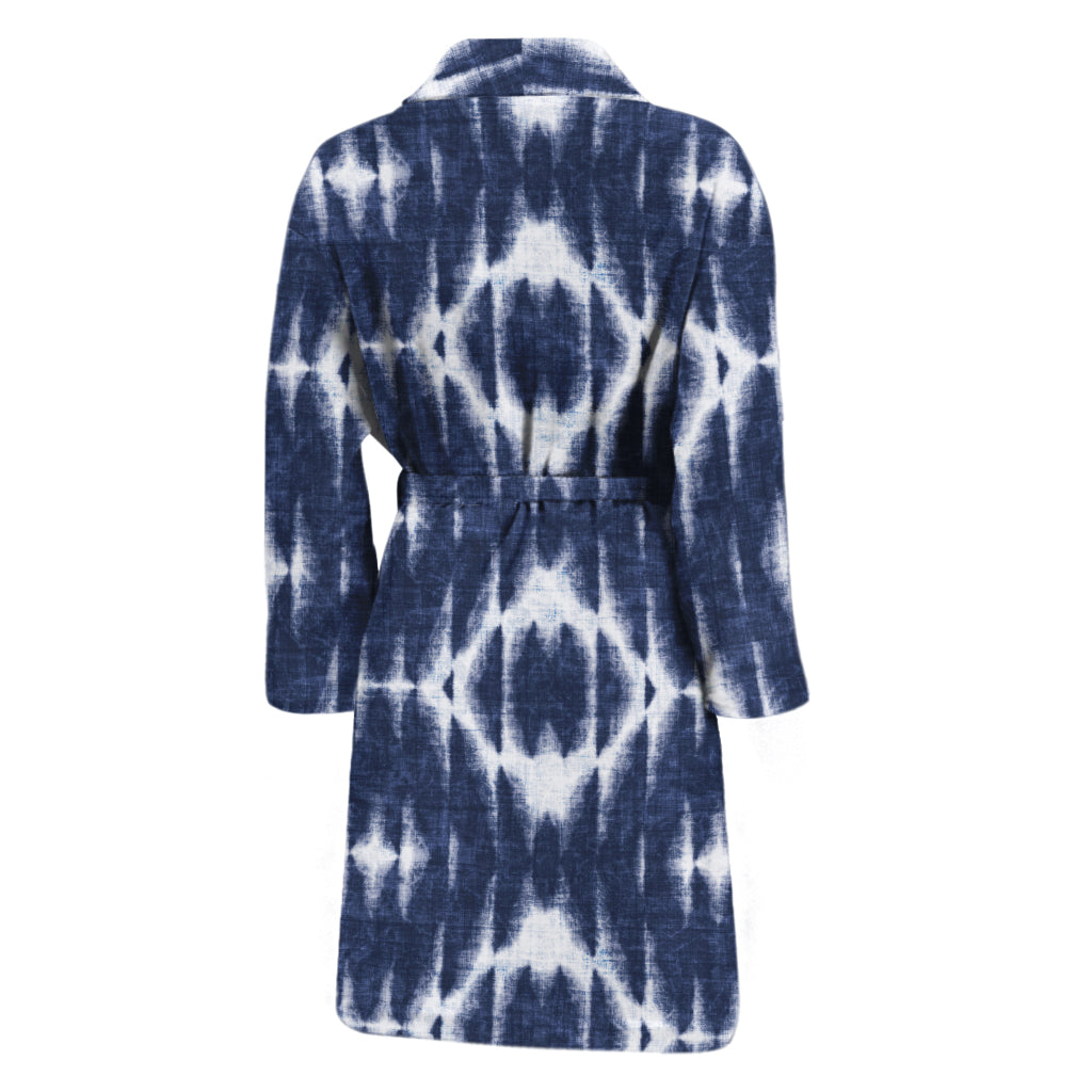 Blue Shibori Print Men's Bathrobe