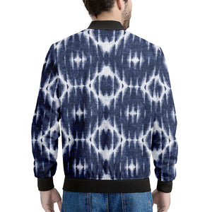 Blue Shibori Print Men's Bomber Jacket