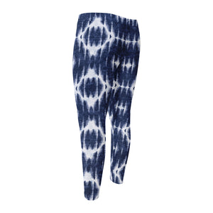 Blue Shibori Print Men's Compression Pants