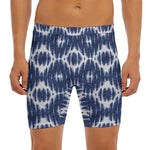 Blue Shibori Print Men's Long Boxer Briefs