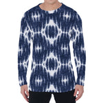 Blue Shibori Print Men's Long Sleeve T-Shirt