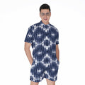 Blue Shibori Print Men's Romper