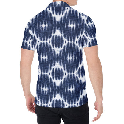 Blue Shibori Print Men's Shirt