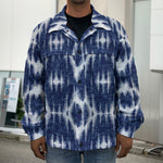 Blue Shibori Print Men's Shirt Jacket