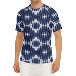 Blue Shibori Print Men's Short Sleeve Rash Guard