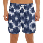 Blue Shibori Print Men's Split Running Shorts