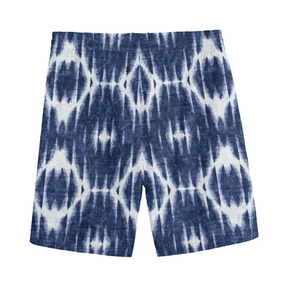 Blue Shibori Print Men's Sports Shorts