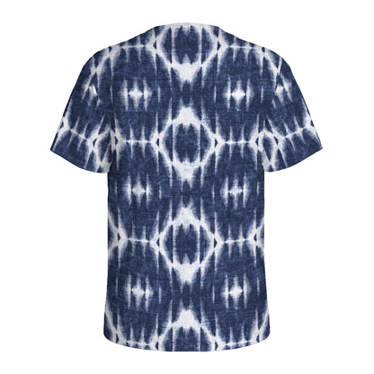 Blue Shibori Print Men's Sports T-Shirt