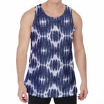 Blue Shibori Print Men's Velvet Tank Top