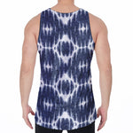 Blue Shibori Print Men's Velvet Tank Top