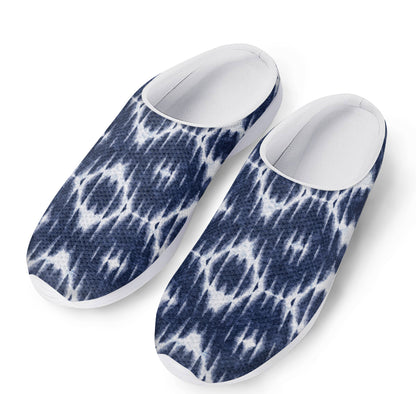 Blue Shibori Print Mesh Casual Shoes