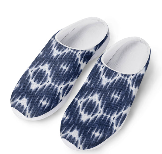 Blue Shibori Print Mesh Casual Shoes