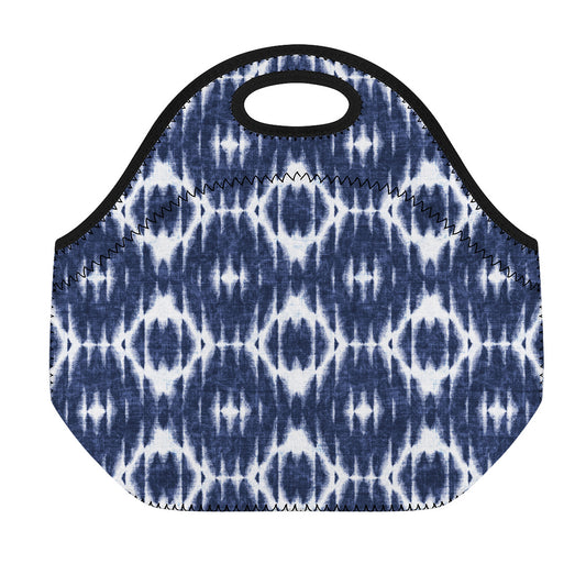 Blue Shibori Print Neoprene Lunch Bag