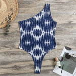 Blue Shibori Print One Shoulder Bodysuit