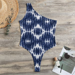 Blue Shibori Print One Shoulder Bodysuit
