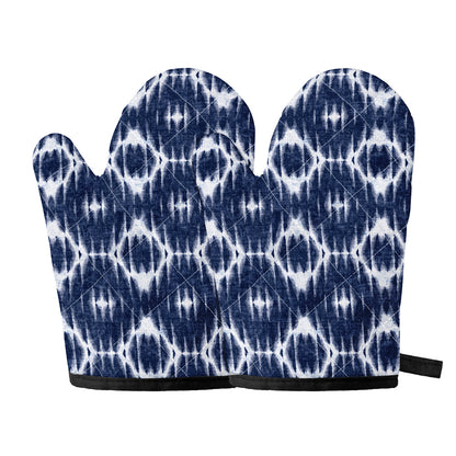 Blue Shibori Print Oven Mitts