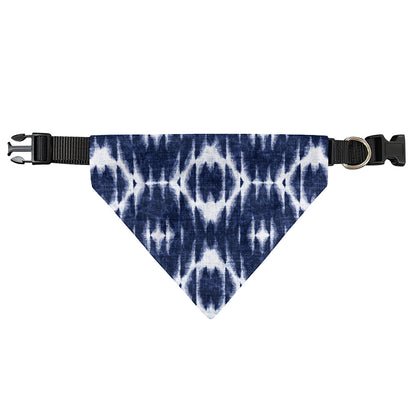 Blue Shibori Print Over The Collar Dog Bandana