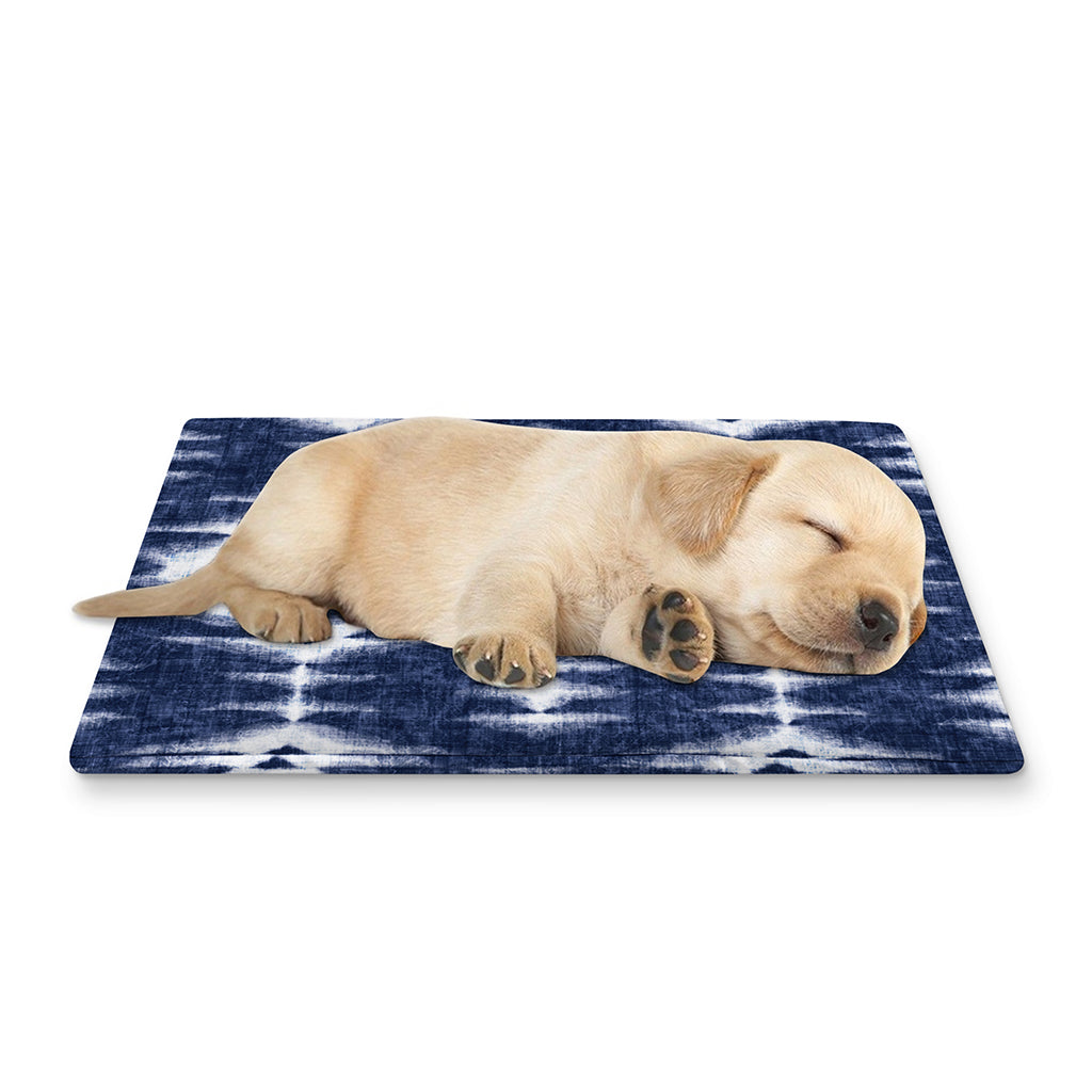 Blue Shibori Print Pet Cooling Mat Cover