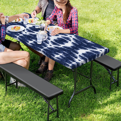 Blue Shibori Print Picnic Table Cover