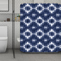 Blue Shibori Print Polyester Shower Curtain