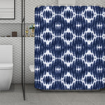 Blue Shibori Print Polyester Shower Curtain
