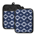 Blue Shibori Print Pot Holders With Pocket