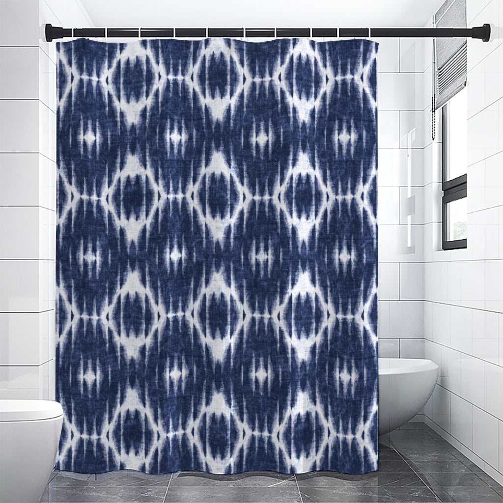 Blue Shibori Print Premium Shower Curtain