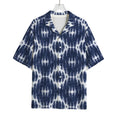 Blue Shibori Print Rayon Hawaiian Shirt