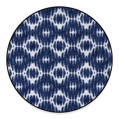 Blue Shibori Print Round Floor Mat