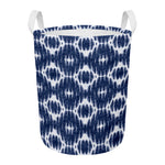 Blue Shibori Print Round Laundry Basket