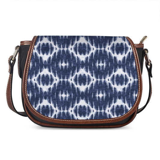 Blue Shibori Print Saddle Bag