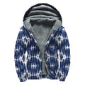 Blue Shibori Print Sherpa Lined Zip Up Hoodie
