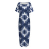 Blue Shibori Print Short Sleeve Long Nightdress