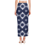 Blue Shibori Print Side Slit Maxi Skirt