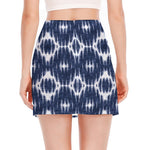 Blue Shibori Print Side Slit Mini Skirt