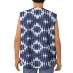 Blue Shibori Print Sleeveless Baseball Jersey