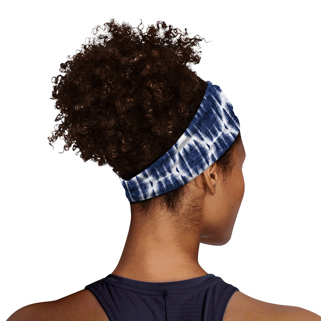 Blue Shibori Print Sports Headband
