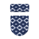 Blue Shibori Print Toilet Lid And Tank Cover Set
