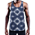 Blue Shibori Print Men's Workout Tank Top