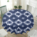 Blue Shibori Print Waterproof Round Tablecloth