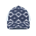 Blue Shibori Print White Mesh Trucker Hat