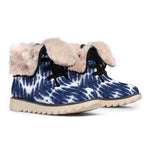 Blue Shibori Print Winter Boots