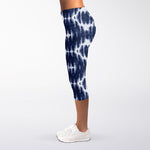 Blue Shibori Print Women's Capri Leggings