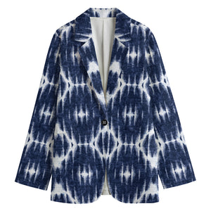 Blue Shibori Print Women's Cotton Blazer