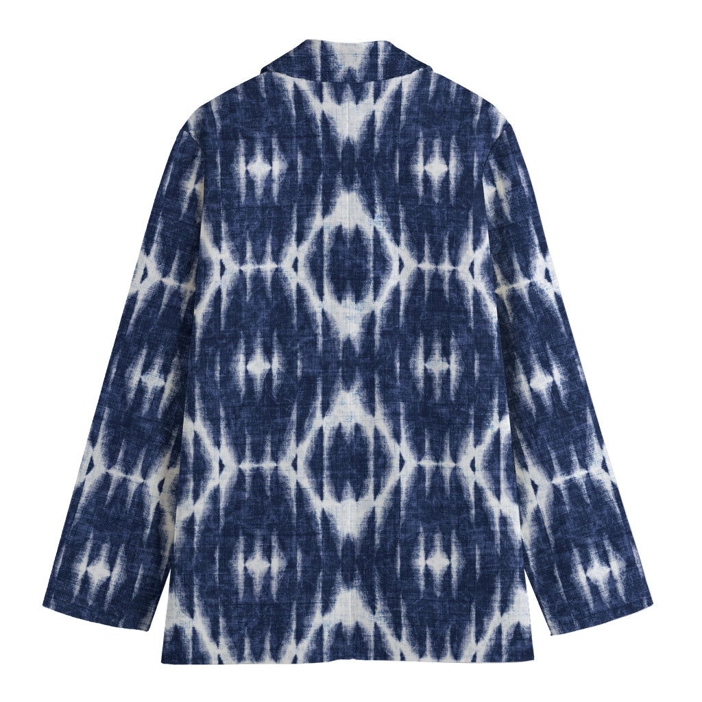 Blue Shibori Print Women's Cotton Blazer